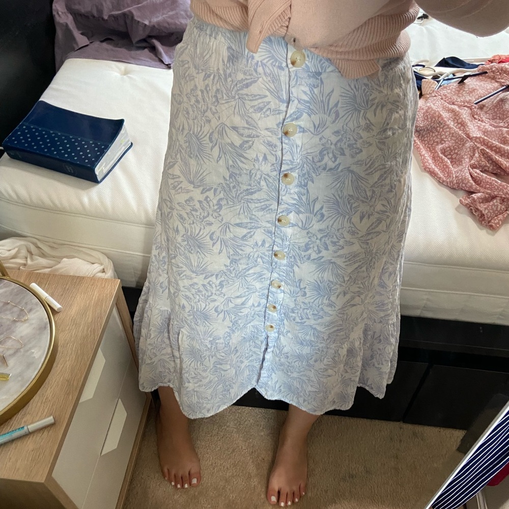 Morning Lavender blue floral midi button skirt
